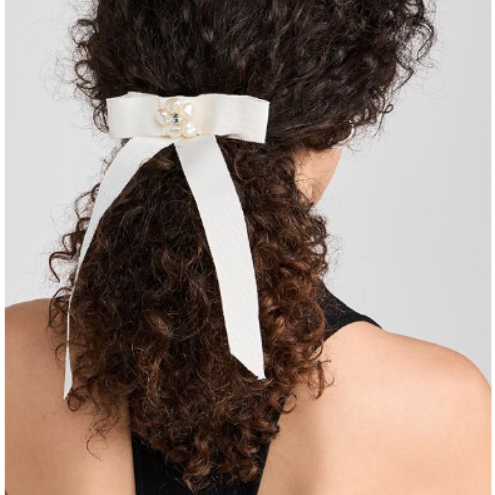 Lelet NY Freshwater Pearl & Crystal Bow Barrette